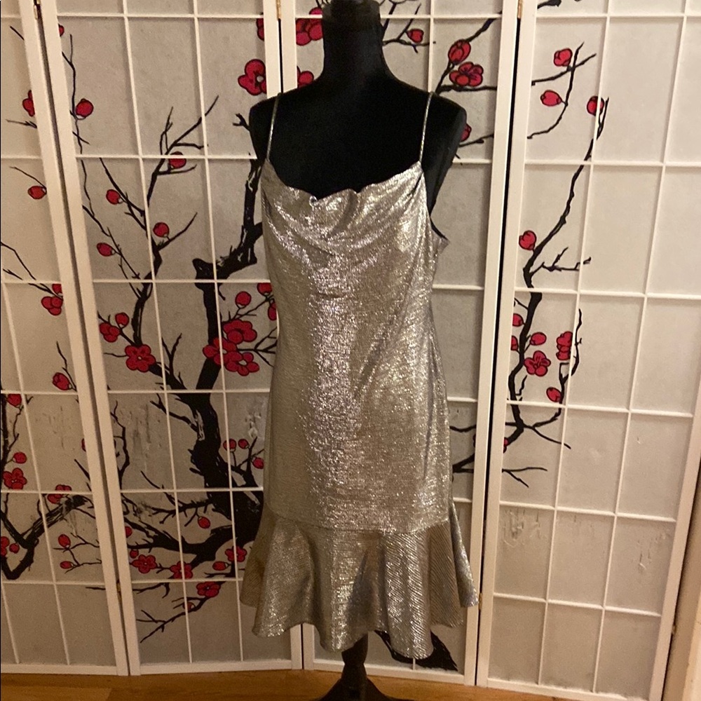 Night Way Collections Silver Sequin Midi Dress